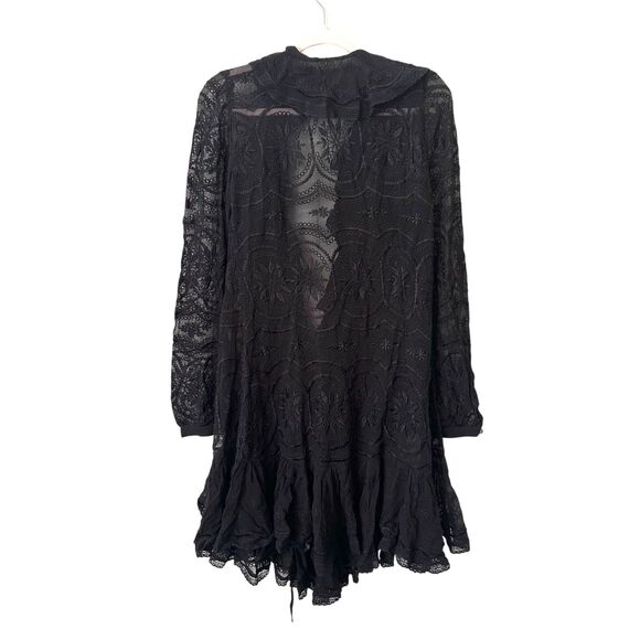 NEEDLE & THREAD Lace Ruffled‎ Wrap Midi Dress Black Sz 6 - Picture 4 of 7